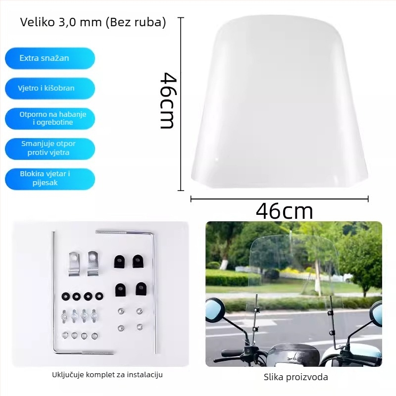 Poklop vjetrobrana za električni skuter, PC materijal, ispis logotipa