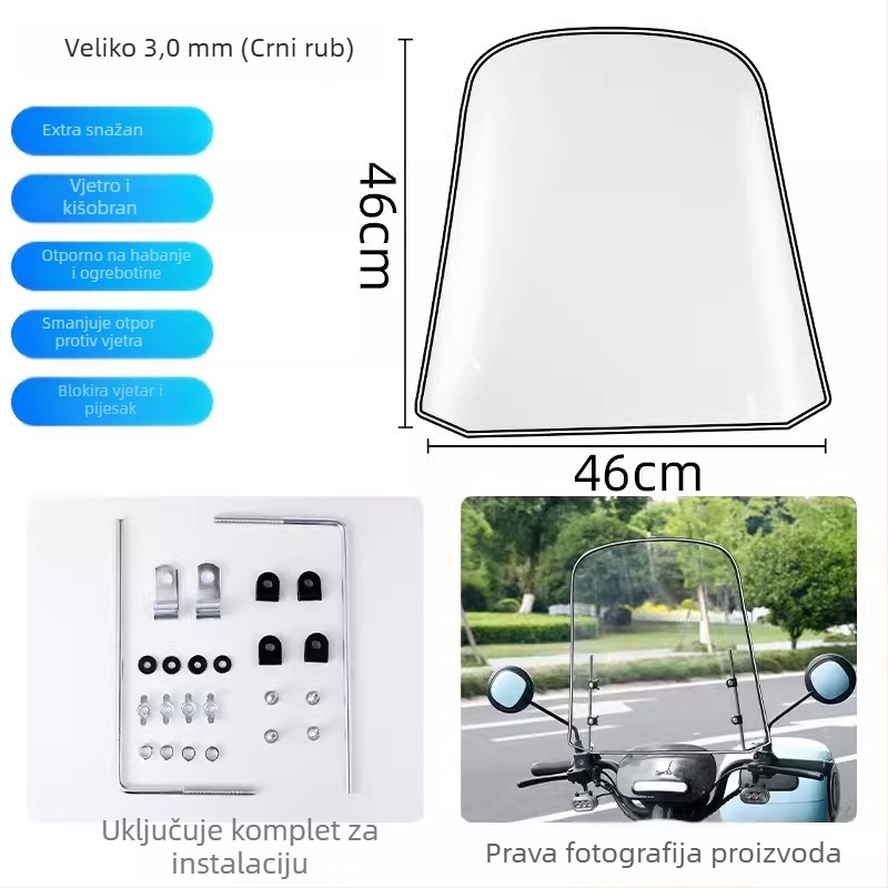 Poklop vjetrobrana za električni skuter, PC materijal, ispis logotipa