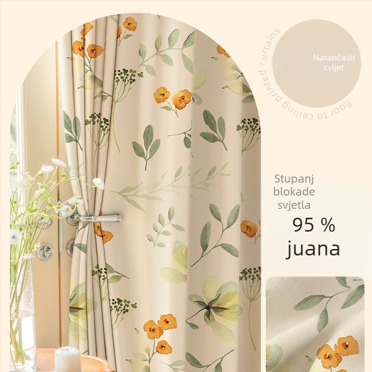 Zavjese za spavaću sobu s kukom, pastoralni uzorak, poliester, 70-90% zatamnjenje, Sunny Day, proljeće 2026