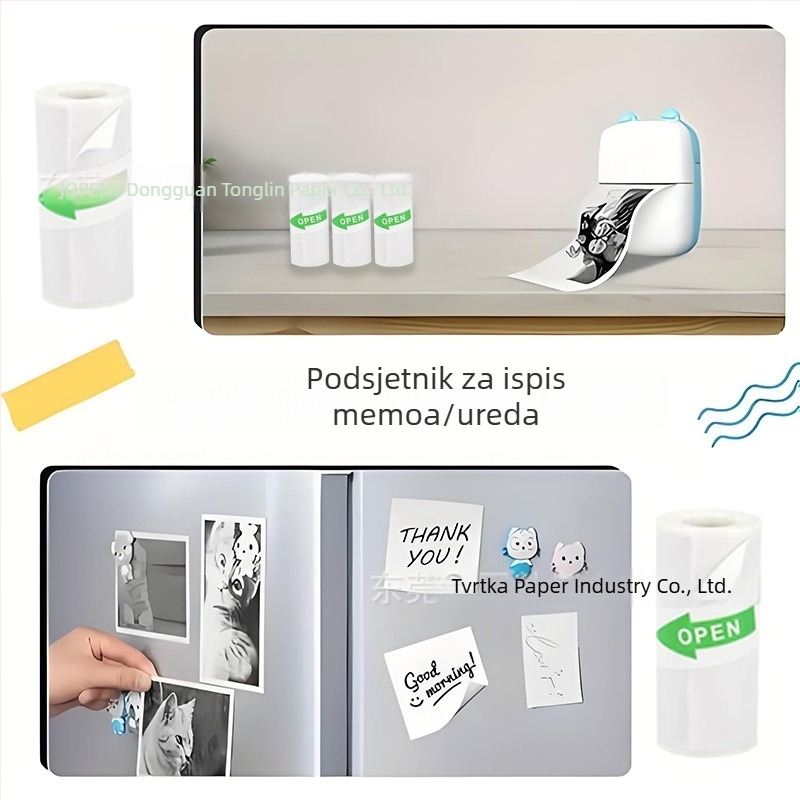 Samozaljepljivi termalni papir za dječju kameru – debljina 70 mm, bez premaza, ljepilo na bazi topljenja, 5 rolni