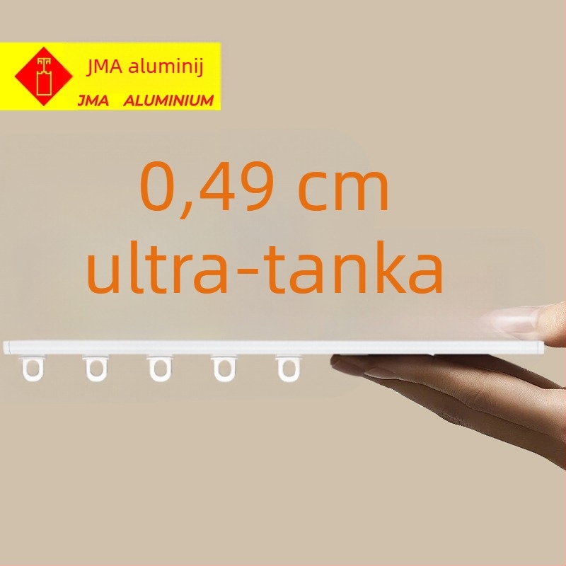 Zavjesna tračnica M5 — ultratanka, gornja montaža, nevidljiva tiha klizna šina, bez bušenja, izuzetno uski profil, aluminijska legura