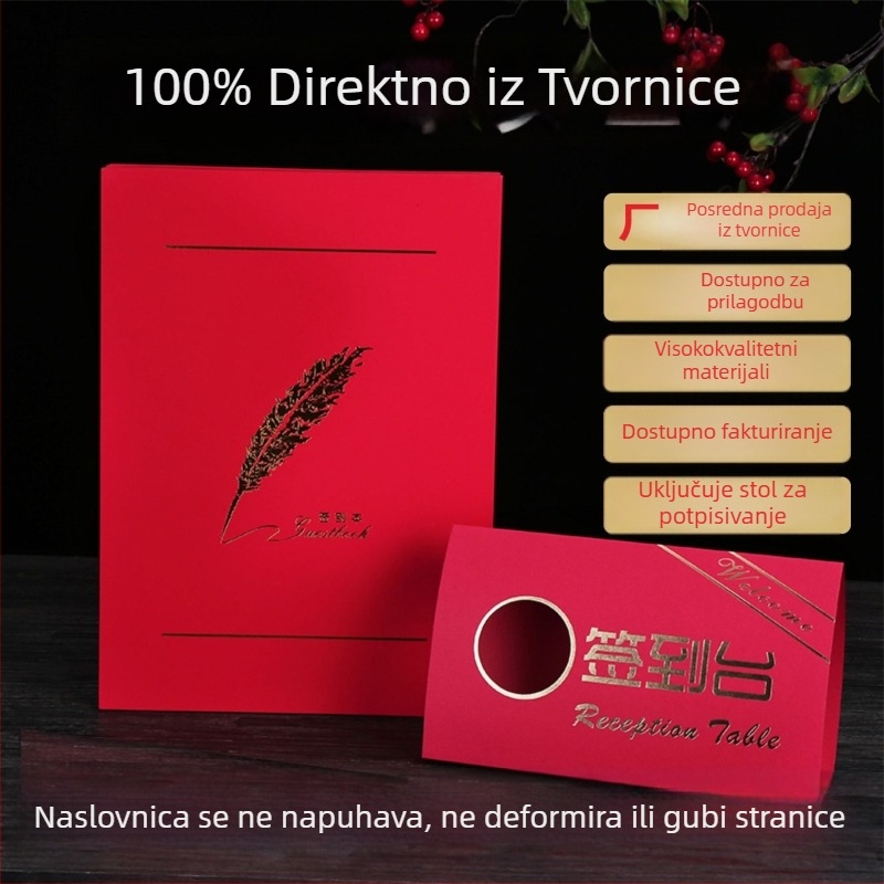 Knjiga potpisa gostiju za vjenčanja i poslovne događaje — Knjiga potpisivanja gostiju, 24,5×34 cm, elegantan papir s dodirom + bojani karton papir, Left Mo