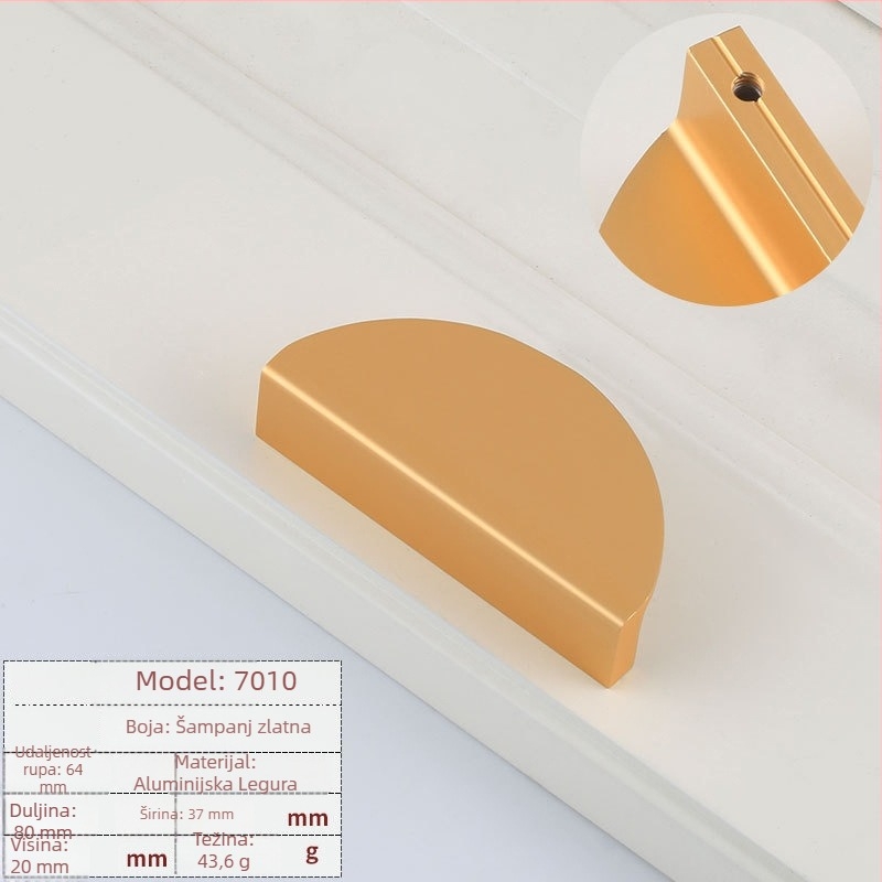 Baoma 7010 ručka za ormariće i ladice, aluminijski profil, oksidacijski završetak, stil Light Luxury, model 7010, pogodna za vrata ormarića, garderobe, ormariće za cipele, ladice