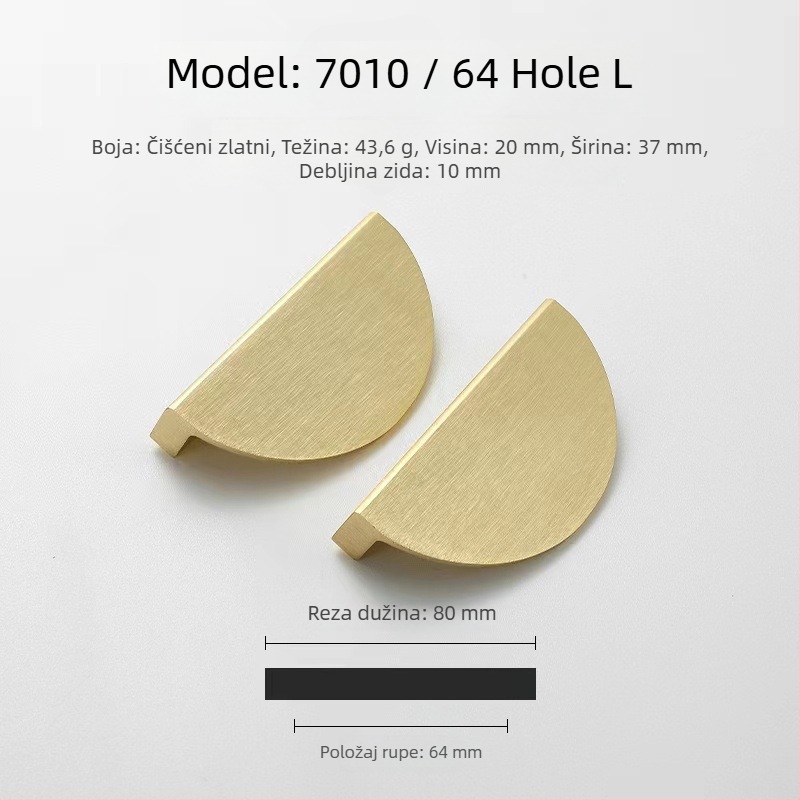 Baoma 7010 ručka za ormariće i ladice, aluminijski profil, oksidacijski završetak, stil Light Luxury, model 7010, pogodna za vrata ormarića, garderobe, ormariće za cipele, ladice