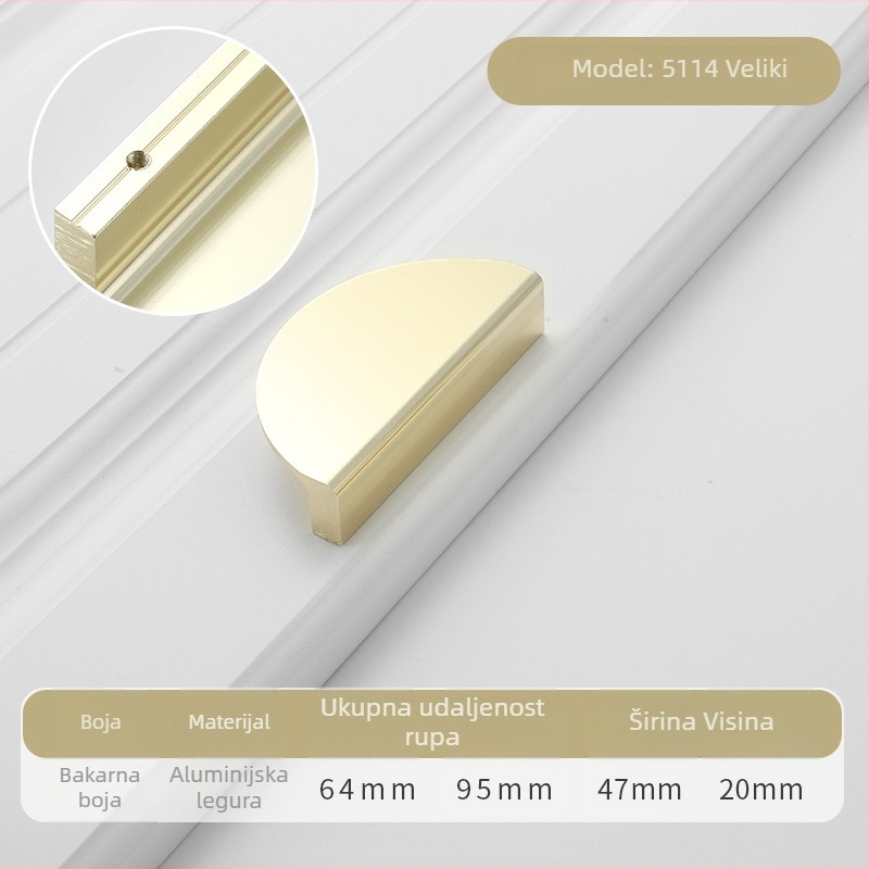Baoma 7010 ručka za ormariće i ladice, aluminijski profil, oksidacijski završetak, stil Light Luxury, model 7010, pogodna za vrata ormarića, garderobe, ormariće za cipele, ladice