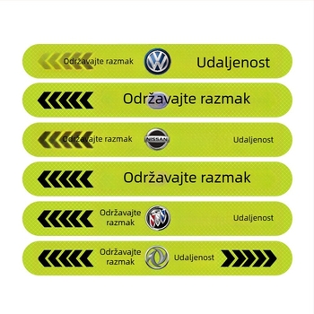 Reflektirajuće auto naljepnice za stražnji i bočni dio, materijal dijamantnog razreda, ljepilo, uzorak: tekst, nije prilagodljivo
