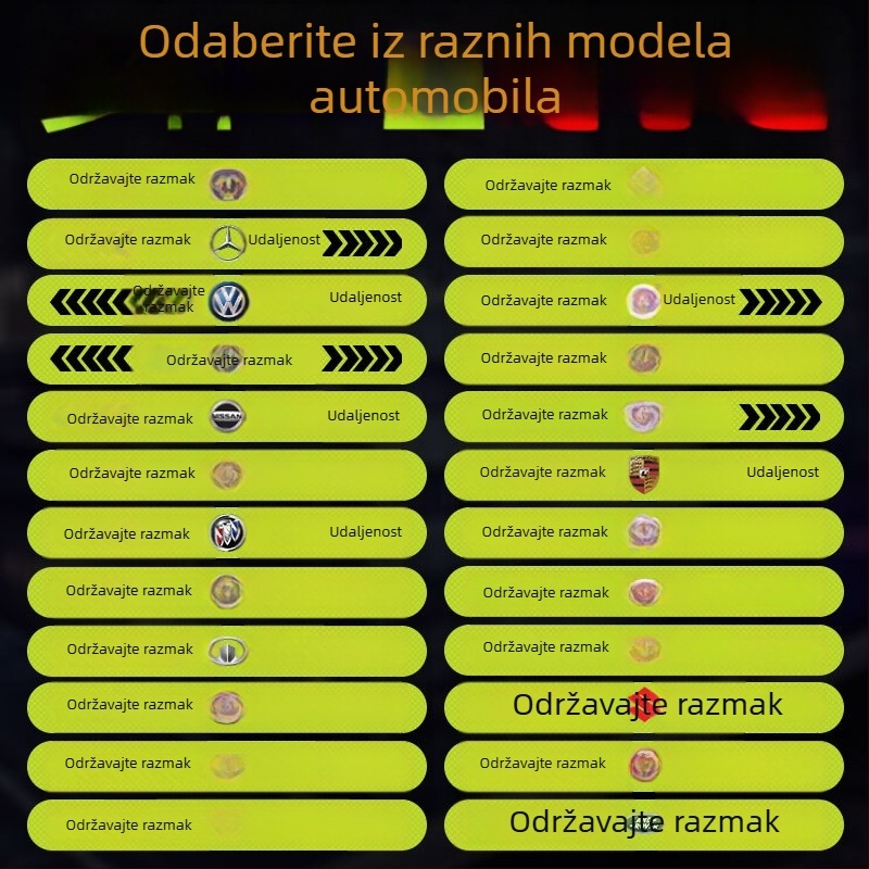 Reflektirajuće auto naljepnice za stražnji i bočni dio, materijal dijamantnog razreda, ljepilo, uzorak: tekst, nije prilagodljivo