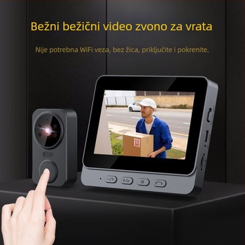 Bežični video zvono za vrata s zaslonom, interkom, noćni pogled, bez Wi-Fi