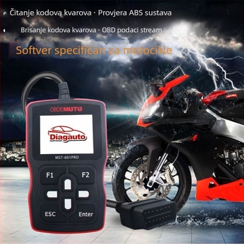 Motociklistički dijagnostički skener MST-601PRO – podrška OBD-NIV, kompatibilnost s Honda/Suzuki/Yamaha/Delphi, napajanje 12–14V, radna temperatura 0–40°C