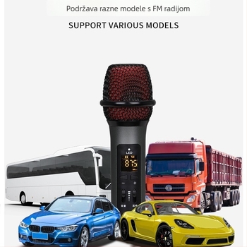 A6 karaoke mikrofon za auto/telefon, Bluetooth, ugrađena 1000mAh baterija, frekvencijski raspon 100Hz-20kHz, SNR ≥95dB, 5W, za live streaming i snimanje