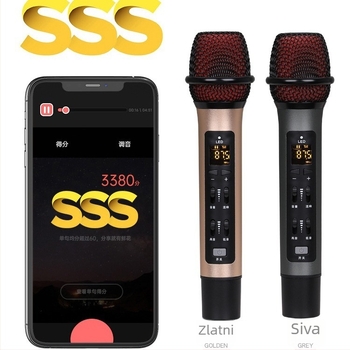 A6 karaoke mikrofon za auto/telefon, Bluetooth, ugrađena 1000mAh baterija, frekvencijski raspon 100Hz-20kHz, SNR ≥95dB, 5W, za live streaming i snimanje