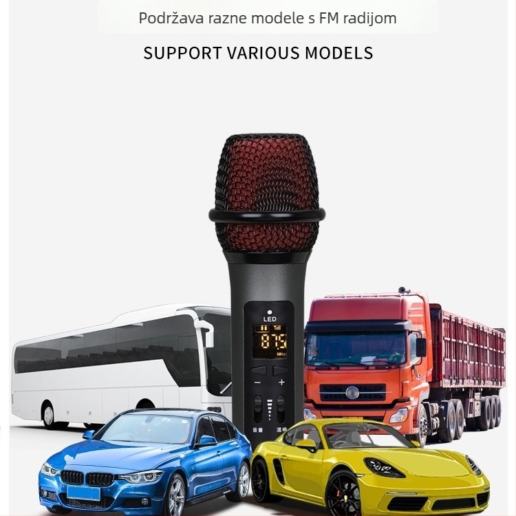 A6 karaoke mikrofon za auto/telefon, Bluetooth, ugrađena 1000mAh baterija, frekvencijski raspon 100Hz-20kHz, SNR ≥95dB, 5W, za live streaming i snimanje