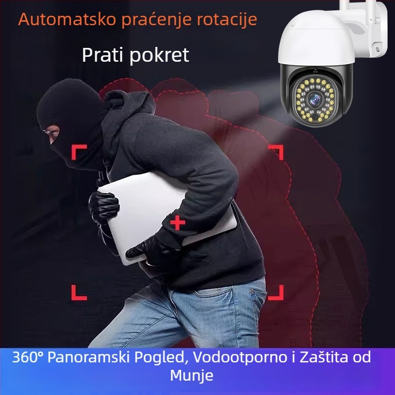Pametna vanjska WiFi kamera 1080p, 3.6 mm objektiv, noćno vidjenje, dvosmjerna komunikacija, upravljanje putem mobilne aplikacije