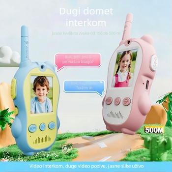 Dječji vizualni radio – Cjelovita jedinica, Model Small Animal Walkie-Talkie, Doseg do 1,5 km, 650 mAh litijska baterija, Zaslon
