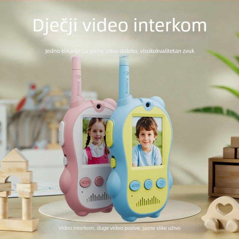 Dječji vizualni radio – Cjelovita jedinica, Model Small Animal Walkie-Talkie, Doseg do 1,5 km, 650 mAh litijska baterija, Zaslon