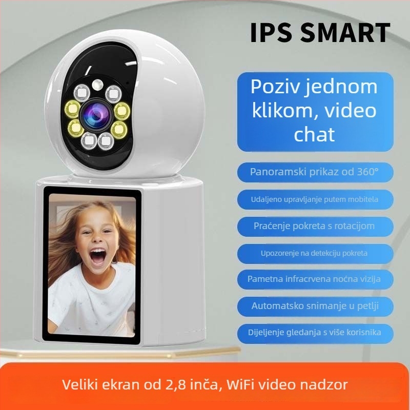 WiFi unutarnja kamera za nadzor – 360° vidno polje, dvosmjerni video, bežična, ultra jasna slika