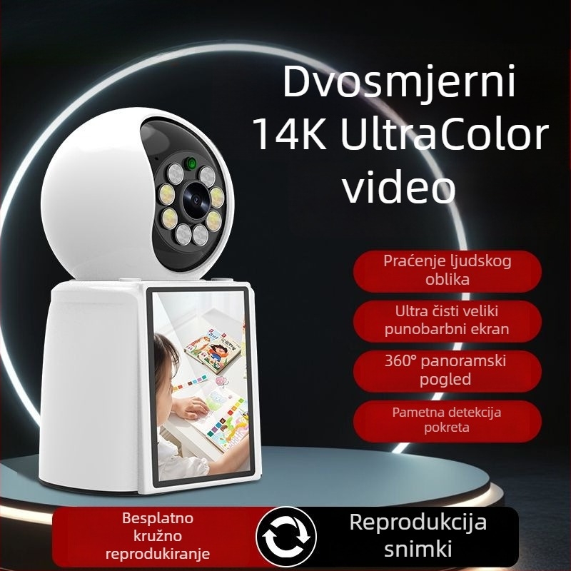 WiFi unutarnja kamera za nadzor – 360° vidno polje, dvosmjerni video, bežična, ultra jasna slika