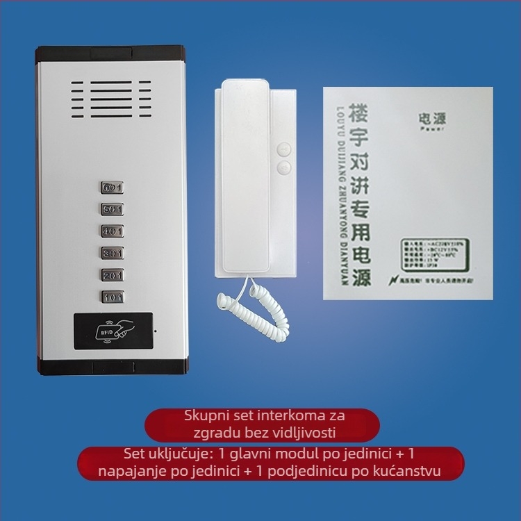Sustav interkoma za stambenu zgradu s kontrolom pristupa – ID/IC kartica, NFC na mobilnom telefonu, glasovni interkom i zvono