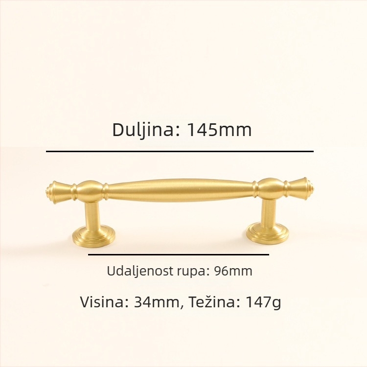 Latun drška za vrata ormarića - lak luksuz, CNC Obrada, šipkast oblik, modularni montažni sustav