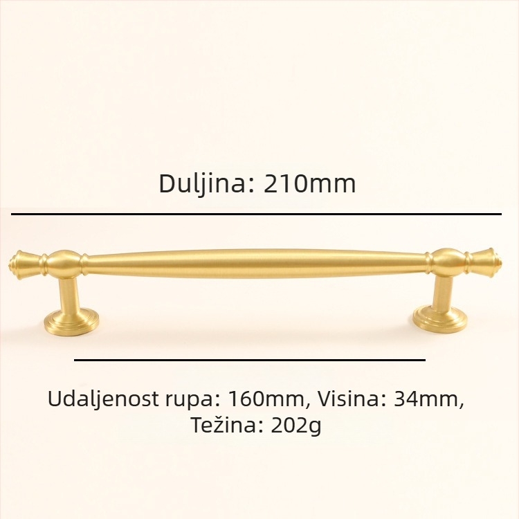 Latun drška za vrata ormarića - lak luksuz, CNC Obrada, šipkast oblik, modularni montažni sustav