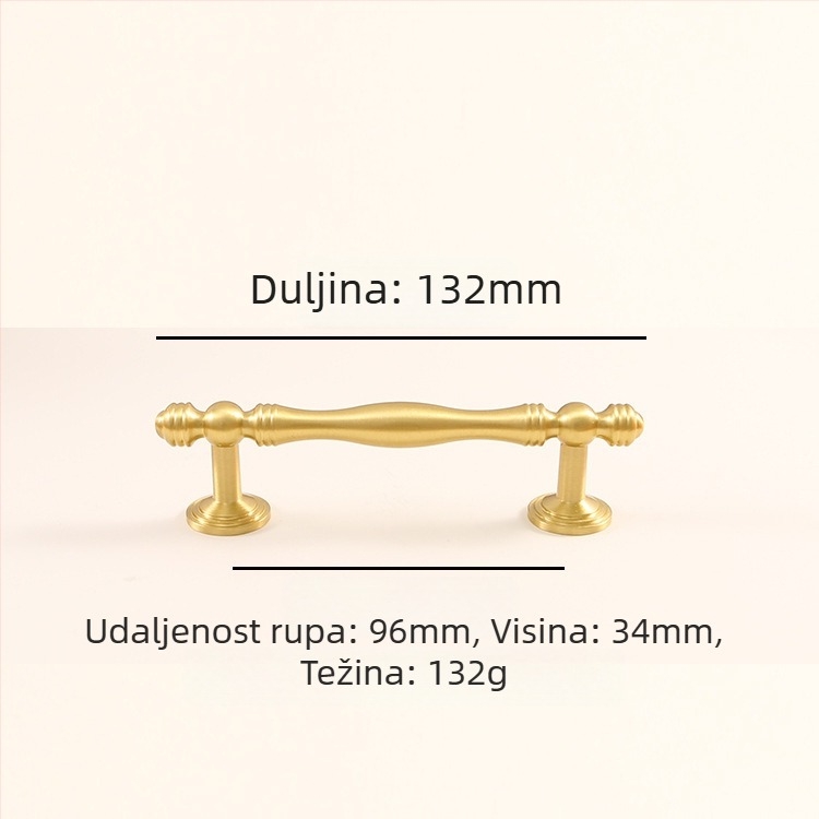 Latun drška za vrata ormarića - lak luksuz, CNC Obrada, šipkast oblik, modularni montažni sustav