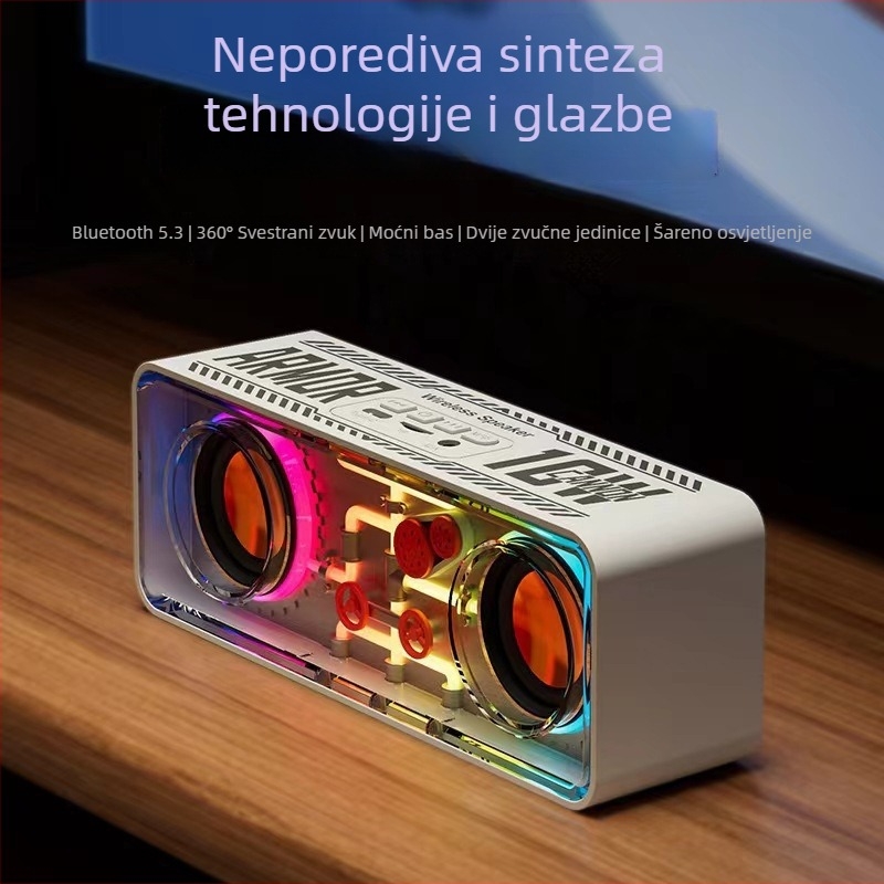 Kompaktni Bluetooth zvučnik s dvostrukim upravljačima, visokokvalitetan zvuk, Bluetooth 5.3, 5W, 20Hz-20kHz, domet 10m, IPx3