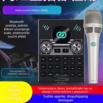 Kit zvučne kartice i miksera za streaming s mikrofonom i slušalicama – ST10mini3, ugrađena baterija 500–800 mAh, trajanje baterije 6–8 h, SNR ≥100 dB, frekvencijski raspon 100 Hz–20 kHz