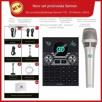 Kit zvučne kartice i miksera za streaming s mikrofonom i slušalicama – ST10mini3, ugrađena baterija 500–800 mAh, trajanje baterije 6–8 h, SNR ≥100 dB, frekvencijski raspon 100 Hz–20 kHz