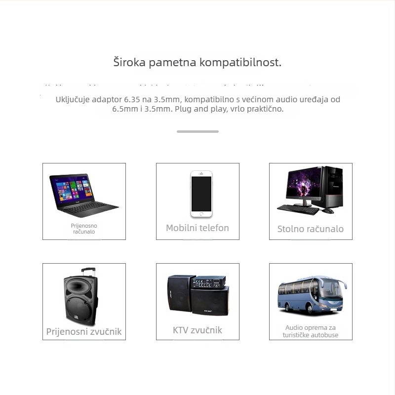 USB mikrofon za kućnu uporabu s dinamičkim elementom, model S1-105, frekvencijski raspon 20 Hz–20 kHz, SNR ≥100 dB, snaga 5 W, napon 5 V
