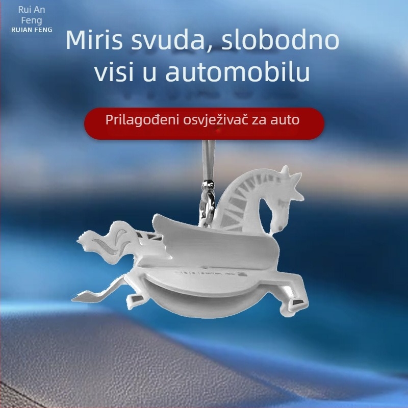 Auto miris tablete s motívom rižinog drveta i leta konja — viseća unutarnja dekoracija, biljno-drevno-cvjetni miris, prilagodljiv DIY set, isparavanje 61–90 dana