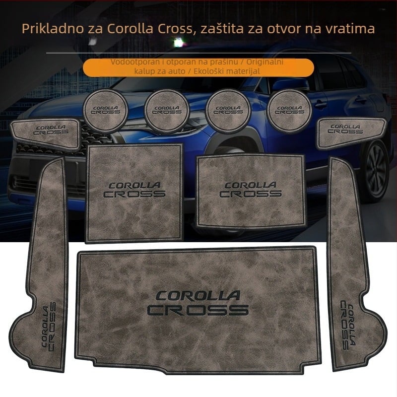 Auto vrata slot mata s unutarnjim skladišnim pretincom i podlogom za čaše – PU materijal; prilagodljivo; bez logotipa