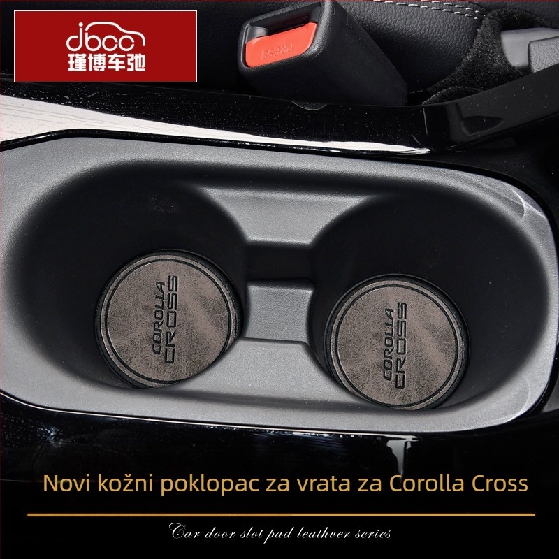 Auto vrata slot mata s unutarnjim skladišnim pretincom i podlogom za čaše – PU materijal; prilagodljivo; bez logotipa