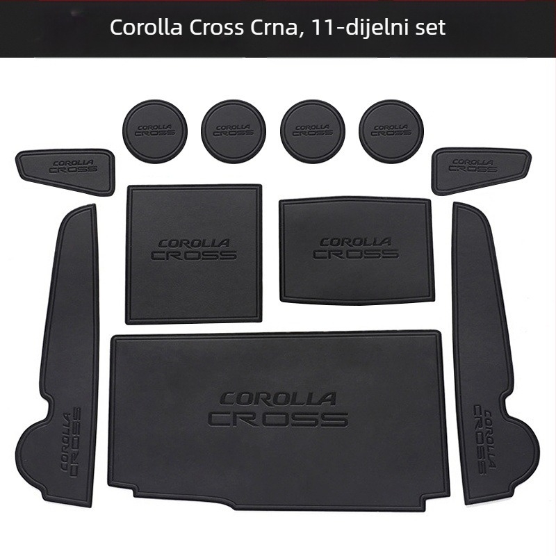 Auto vrata slot mata s unutarnjim skladišnim pretincom i podlogom za čaše – PU materijal; prilagodljivo; bez logotipa