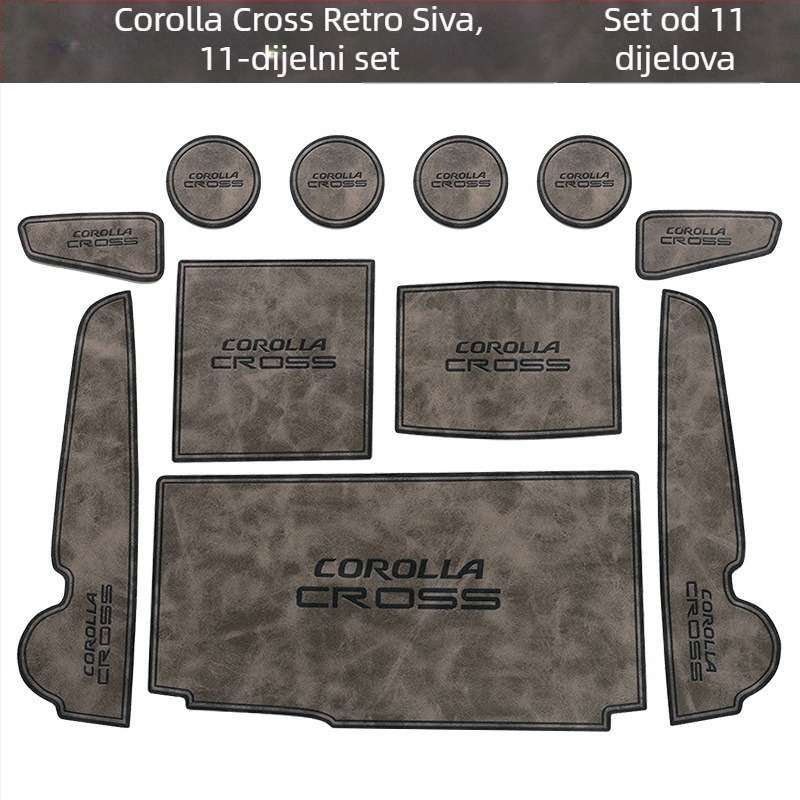 Auto vrata slot mata s unutarnjim skladišnim pretincom i podlogom za čaše – PU materijal; prilagodljivo; bez logotipa