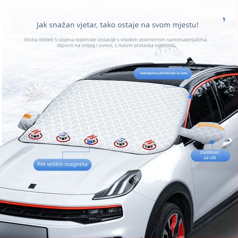 Zaštita prednjeg vjetrobrana automobila od snijega, magnetsko pričvršćivanje, debeli sloj, aluminijska folija, univerzalna kompatibilnost, težina 0,3 kg