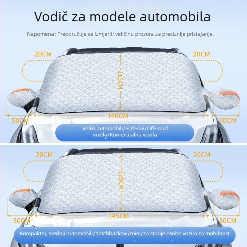 Zaštita prednjeg vjetrobrana automobila od snijega, magnetsko pričvršćivanje, debeli sloj, aluminijska folija, univerzalna kompatibilnost, težina 0,3 kg