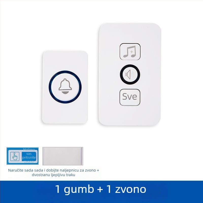 Video zvono s bežičnim daljinskim upravljačem, domet 10 m, jedan na dva pametna pager uređaja, jak zvuk