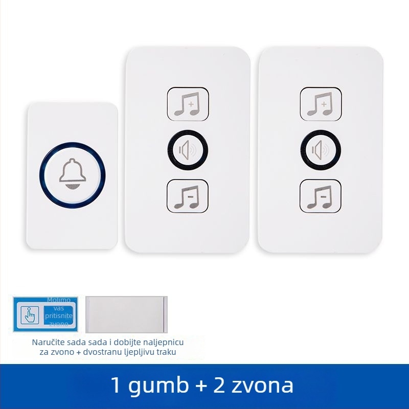 Video zvono s bežičnim daljinskim upravljačem, domet 10 m, jedan na dva pametna pager uređaja, jak zvuk