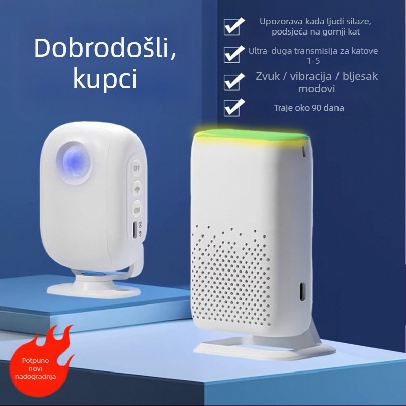 Bežični indukcijski zvonac za vrata s infracrvenim senzorom pokreta, model D3F01, DC 5V, 58 tonova, za kućnu i poslovnu upotrebu
