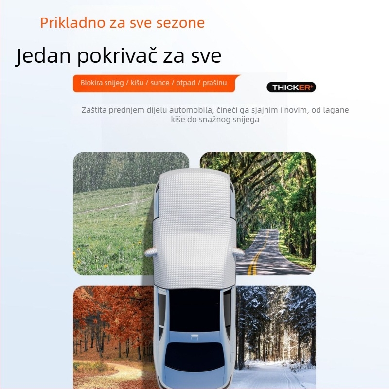Auto zaštita od snijega za prednje staklo — aluminijska folija, univerzalno, ugradnja, produžena duljina, težina 910 g