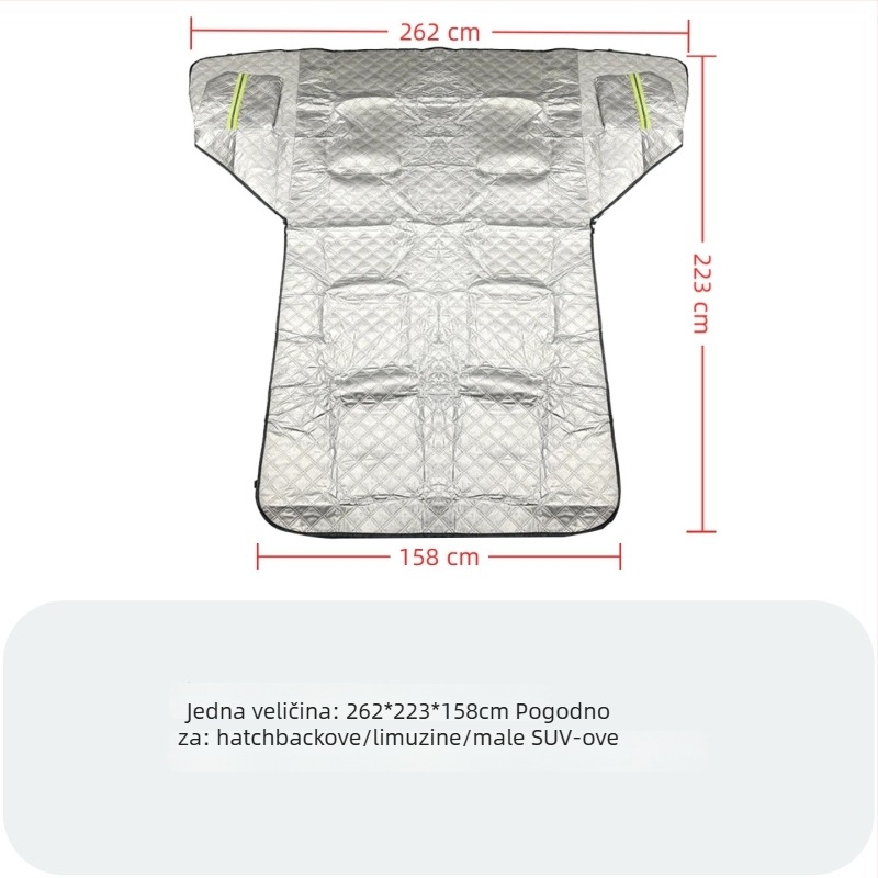 Auto zaštita od snijega za prednje staklo — aluminijska folija, univerzalno, ugradnja, produžena duljina, težina 910 g