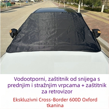 Snežni štitnik za prednje staklo automobila – Oxford 600D, vodootporan, anti-ľad, univerzalno prilagođavanje, ugrađena instalacija