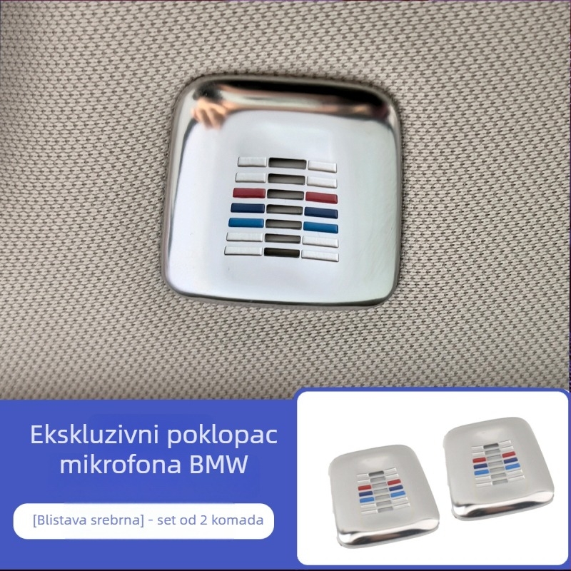 BMW mikrofonski metalni pokrov – nehrđajući čelik; model: BMW microphone metal cover; ugradnja: ljepilo; prilagodba: Da; ispis logotipa: Da