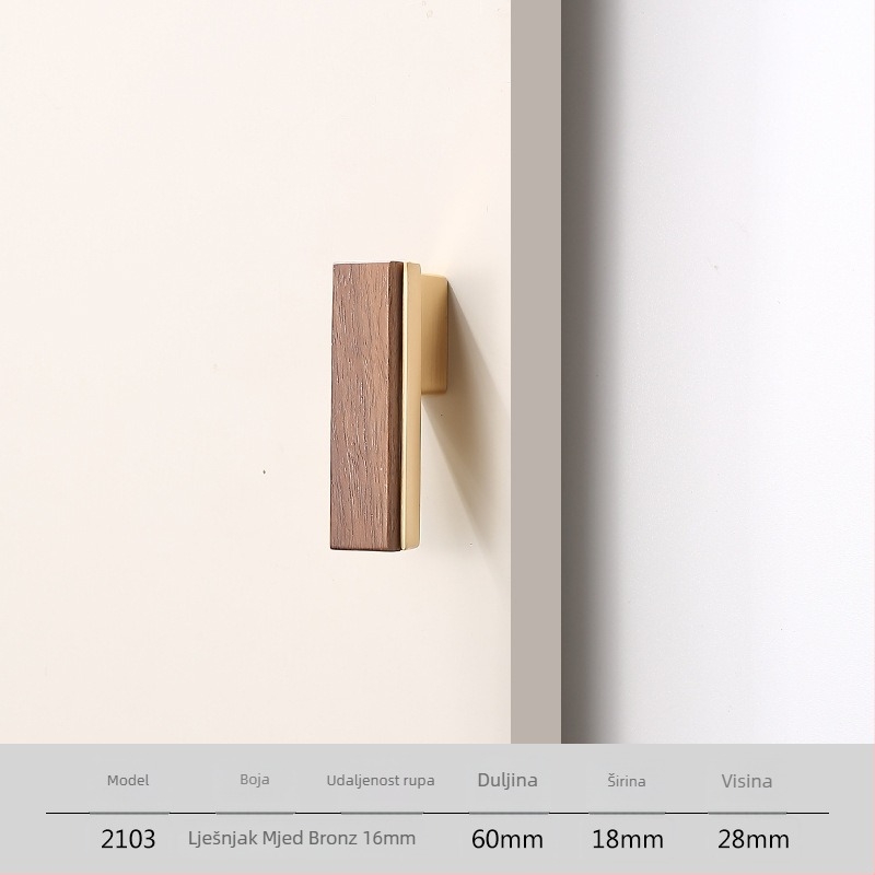 Drška za garderobu i ladicu, novi kineski stil, masivno drvo i cinkovo legura, elektroplate završna obrada, model 2103 walnut copper