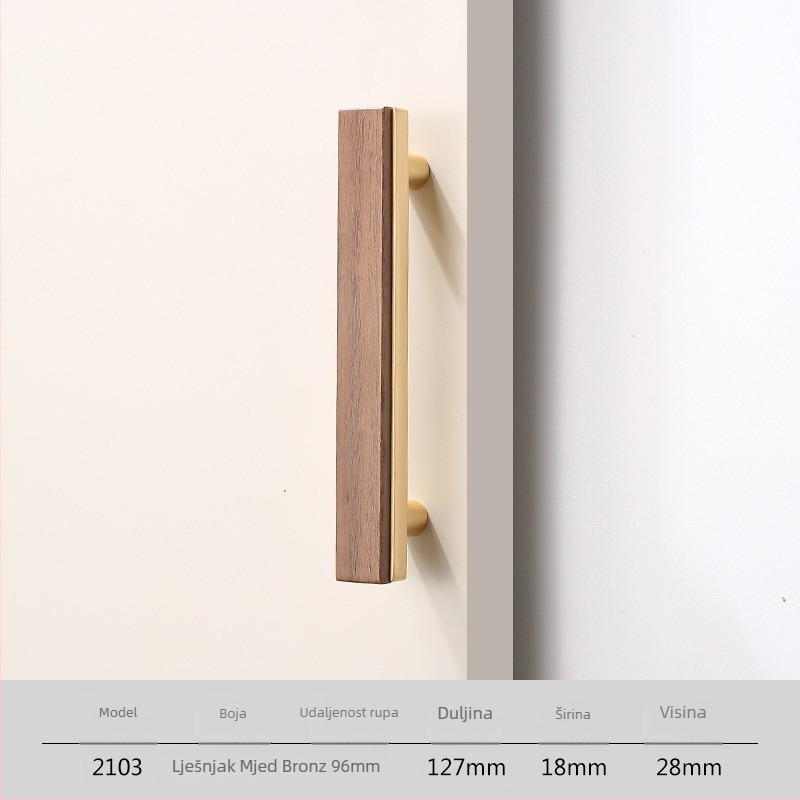 Drška za garderobu i ladicu, novi kineski stil, masivno drvo i cinkovo legura, elektroplate završna obrada, model 2103 walnut copper