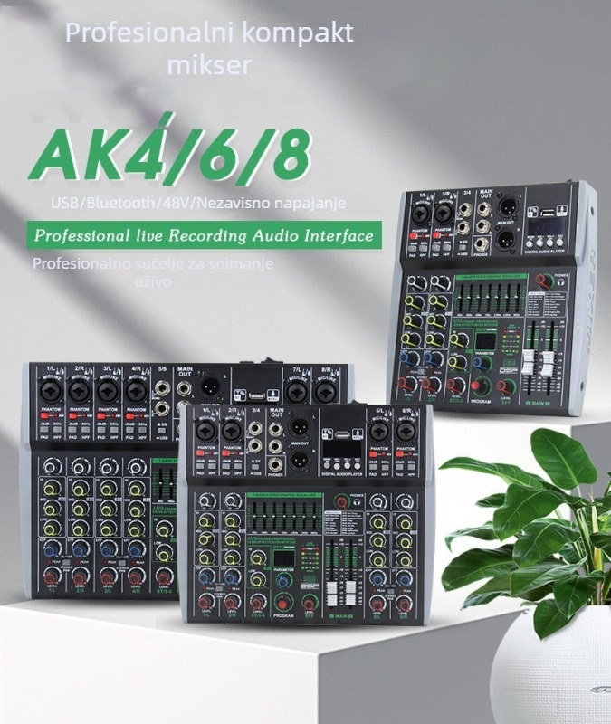 8-kanalni mikser s 99 DSP-om, 7-band EQ, Bluetooth i internim MP3 snimanjem