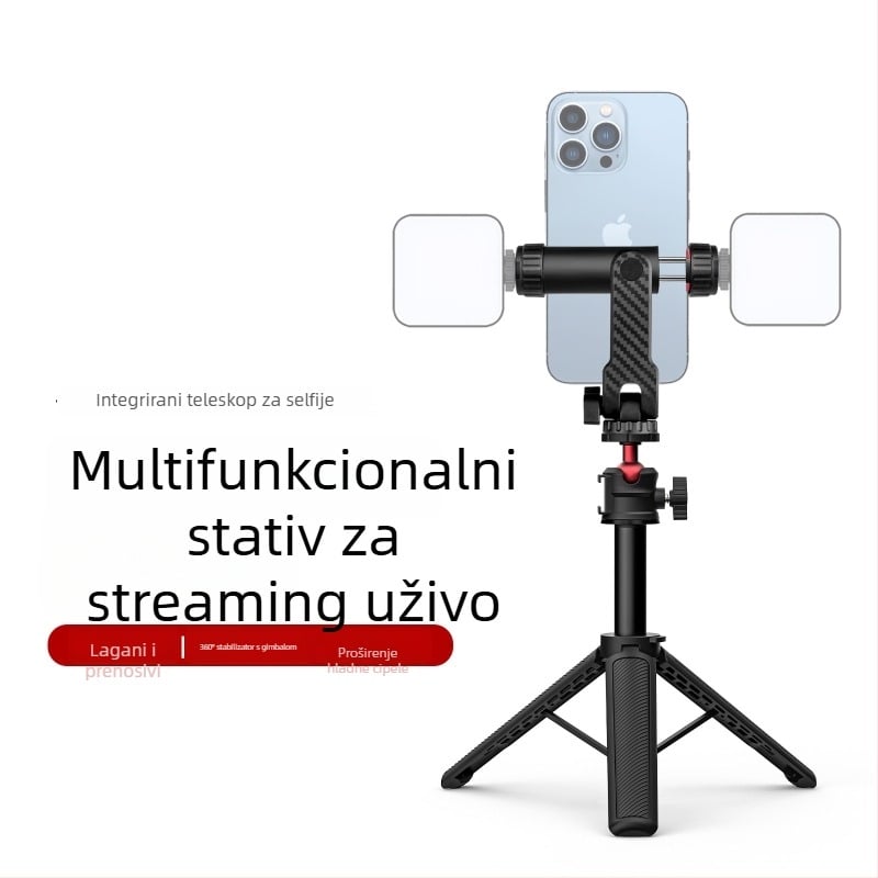 Proširivi monopod za telefon i kameru — univerzalni stolni stativ za livestream i vlog, ABS, nosivost do 1 kg, težina 180 g