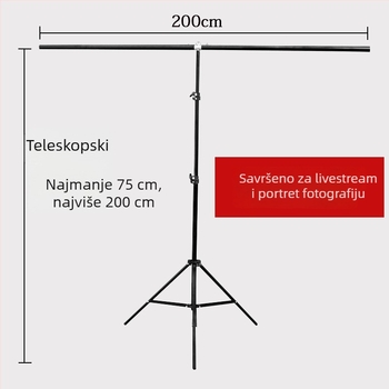 Stalak za pozadinu za fotografiju proizvoda, metalni, T-oblik okvir, 1,5 kg, obrada površine