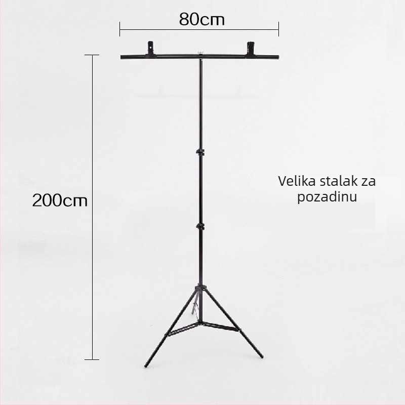 Stalak za pozadinu za fotografiju proizvoda, metalni, T-oblik okvir, 1,5 kg, obrada površine