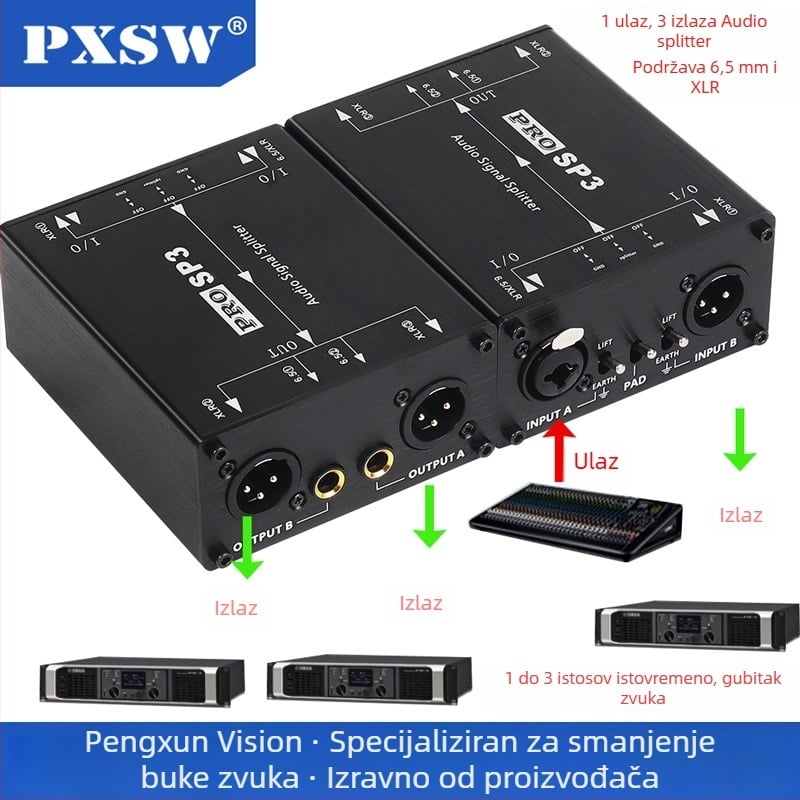 XLR balansirani 1-in 4-out audio splitter izolator za XLR sučelje